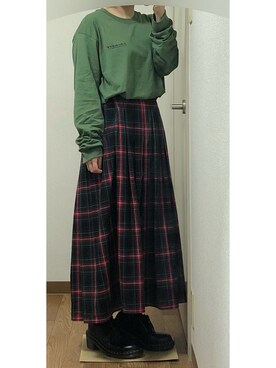 「LOWRYS FARM（ローリーズファーム）のプリーツスカート（スカート、ブルー系）」を使った、あやＰさん（レディース）の春コーディネート
