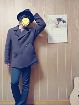 「茶色」｜「アイテム（ピーコート）」を使った、ちゃんさん（メンズ・171cm）の冬コーディネート