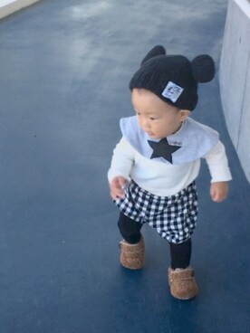 「Babiesrus（ベビーザらス）のアイテム（パンツ）」を使った、はるさん（キッズ・80cm）の冬コーディネート