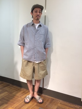 「is-ness（イズネス）のアイテム（サンダル）」を使った、SAKAZAKIさん（メンズ・167cm）の夏コーディネート