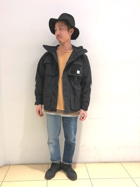 「BURLAP OUTFITTER（バーラップアウトフィッター）のアイテム（マウンテンパーカー）」を使った、SAKAZAKIさん（メンズ・167cm）の冬コーディネート