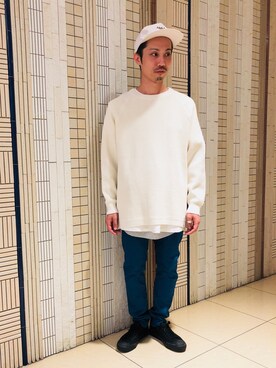「MANASTASH（マナスタッシュ）のアイテム（ニット/セーター）」を使った、SAKAZAKIさん（メンズ・167cm）の夏コーディネート
