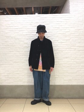 「and wander（アンドワンダー）のアイテム（帽子）」を使った、SAKAZAKIさん（メンズ・167cm）の冬コーディネート