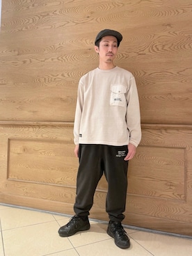 「MANASTASH（マナスタッシュ）のアイテム（スウェットパンツ）」を使った、SAKAZAKIさん（メンズ・167cm）の冬コーディネート