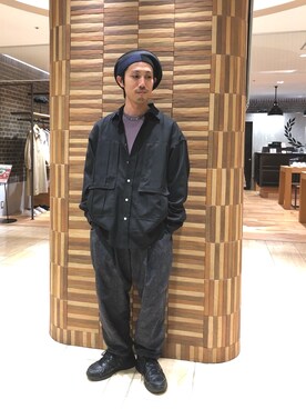 「meanswhile（ミーンズワイル）のアイテム（トップス）」を使った、SAKAZAKIさん（メンズ・167cm）の春コーディネート