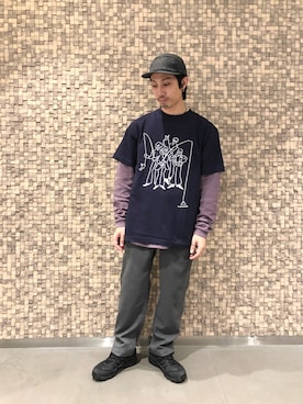 「and wander（アンドワンダー）のアイテム（Tシャツ/カットソー）」を使った、SAKAZAKIさん（メンズ・167cm）の春コーディネート