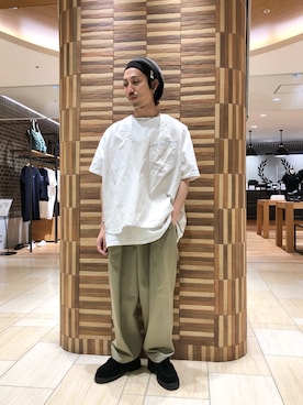 「AlexanderLeeChang（アレキサンダーリーチャン）のアイテム（ハンチング/ベレー帽）」を使った、SAKAZAKIさん（メンズ・167cm）の春コーディネート