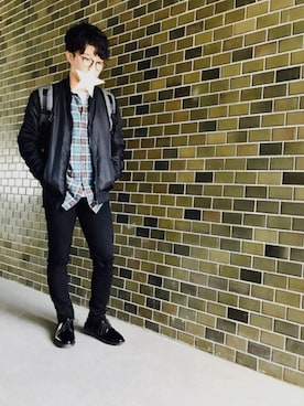 「GU（ジーユー）の（GU）スキニーフィットジーンズ（MEN ⁄ ジーンズ）」を使った、SASSA さん（メンズ・167cm）の秋コーディネート