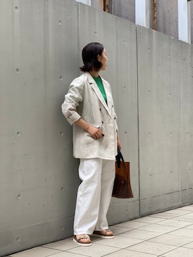 「サマーニット」｜「アイテム（その他アウター）」を使った、undkyokoさん（レディース・158cm）の春コーディネート