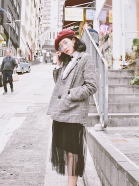 「STYLE」｜「アイテム（スーツジャケット）」を使った、hilliewさん（レディース・169cm）の冬コーディネート