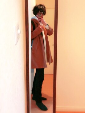 「unrelaxing（アンリラクシング）のアイテム（その他アウター）」を使った、麦山弦徒さん（メンズ・178cm）の冬コーディネート