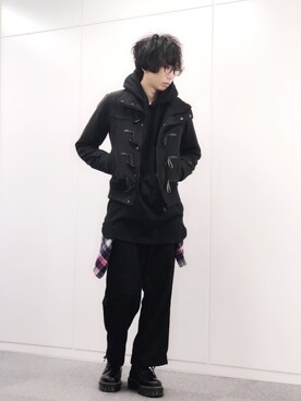 「アイテム（ダッフルコート）」を使った、麦山弦徒さん（メンズ・178cm）の冬コーディネート