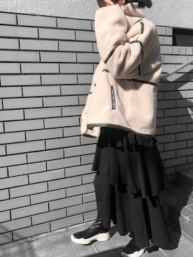 「スニーカーブーツ」｜「アイテム（ブルゾン）」を使った、yapipi☺︎さん（レディース・157cm）の春コーディネート