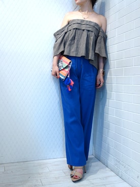 「アイテム（チューブトップ）」を使った、レーヴルさん（レディース・158cm）の春コーディネート