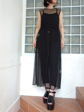 「ドット柄」｜レーヴルさん（レディース・158cm）の夏コーディネート