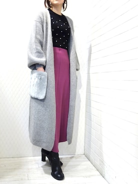 「ドット柄」｜レーヴルさん（レディース・158cm）の冬コーディネート