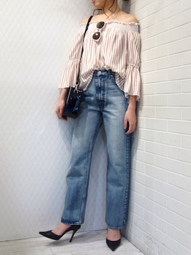 「NINE（ナイン）のアイテム」を使った、レーヴルさん（レディース・164cm）の春コーディネート