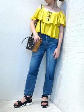 「フリルトップス」｜レーヴルさん（レディース・164cm）の夏コーディネート