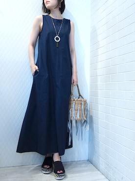 「アイテム（サンダル、グリーン系）」を使った、レーヴルさん（レディース・158cm）の夏コーディネート