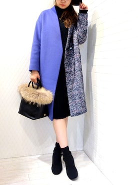 「アイテム（その他アウター、パープル系）」を使った、レーヴルさん（レディース・169cm）の秋コーディネート