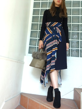 「ラップスカート」｜レーヴルさん（レディース・169cm）の秋コーディネート