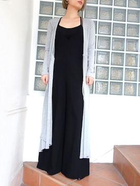 「羽織り」｜「アイテム（つなぎ/オールインワン）」を使った、レーヴルさん（レディース・163cm）の春コーディネート