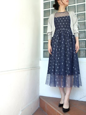 「kaene（カエン）のアイテム（ワンピース）」を使った、レーヴルさん（レディース・158cm）の春コーディネート