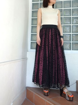 「アイテム（タンクトップ、グレー系）」を使った、レーヴルさん（レディース・158cm）の春コーディネート