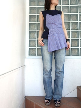 「AULA（アウラ）のアイテム」を使った、レーヴルさん（レディース・158cm）の春コーディネート