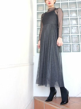 「kaene（カエン）のアイテム（ワンピース）」を使った、レーヴルさん（レディース・163cm）の冬コーディネート