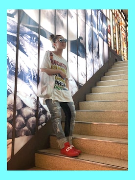「CONVERSE（コンバース）のBIG GORE SLIP ON 100周年記念（スリッポン、レッド系）」を使った、38ianoさん（レディース・158cm）の夏コーディネート