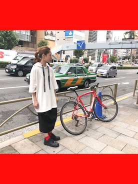 「NIKE（ナイキ）のナイキ エア フォース 1 LOW 07 メンズシューズ（スニーカー、ブラック系）」を使った、38ianoさん（レディース・158cm）の夏コーディネート
