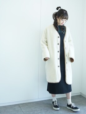 「earth music&ecology（アースミュージックアンドエコロジー）のアイテム（サロペット/オーバーオール、ブラック系）」を使った、˚࿀̊˚さん（レディース・158cm）の秋コーディネート