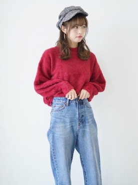 「earth music&ecology（アースミュージックアンドエコロジー）のアイテム（キャスケット、ブラック系）」を使った、˚࿀̊˚さん（レディース・158cm）の秋コーディネート