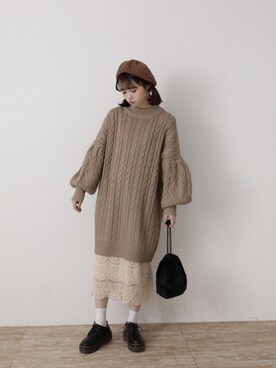 「消えそうな色コーデ」｜˚࿀̊˚さん（レディース・158cm）の冬コーディネート