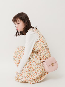 「ラウンドバッグ」｜「アイテム（ワンピース/ドレス）」を使った、˚࿀̊˚さん（レディース・158cm）の春コーディネート