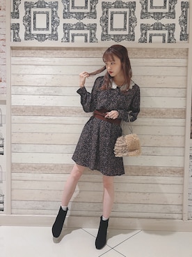 「レトロ」｜「アイテム（ブーティ）」を使った、˚࿀̊˚さん（レディース・158cm）の秋コーディネート