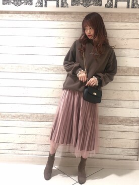 「earth music&ecology（アースミュージックアンドエコロジー）のチェーンミニショルダーバッグ　＊（ショルダーバッグ）」を使った、˚࿀̊˚さん（レディース・158cm）の冬コーディネート