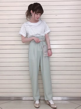 「ピスタチオ」｜「アイテム（パンプス）」を使った、˚࿀̊˚さん（レディース・158cm）の春コーディネート