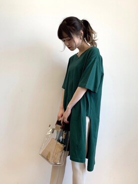 「おうちスタイル」｜「アイテム（チュニック）」を使った、˚࿀̊˚さん（レディース・158cm）の春コーディネート
