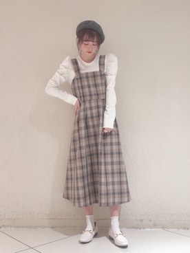 「スタッフセンバツ」｜「アイテム（ハンチング/ベレー帽）」を使った、˚࿀̊˚さん（レディース・158cm）の秋コーディネート