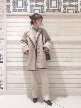「パイピングコート」｜˚࿀̊˚さん（レディース・158cm）の冬コーディネート