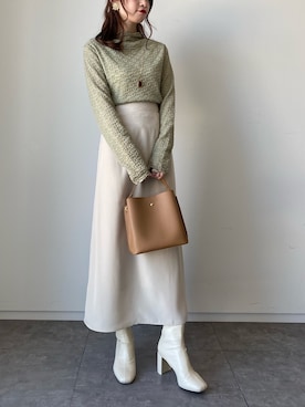 「Aラインスカート」｜「アイテム（Tシャツ/カットソー）」を使った、˚࿀̊˚さん（レディース・158cm）の春コーディネート