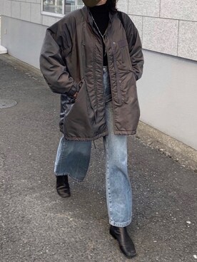 「MOUSSY（マウジー）のアイテム（ミリタリージャケット）」を使った、abe さん（レディース・165cm）の冬コーディネート