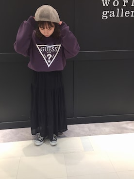 「Guess（ゲス）のアイテム（スウェット）」を使った、りかさん（レディース・146cm）の秋コーディネート