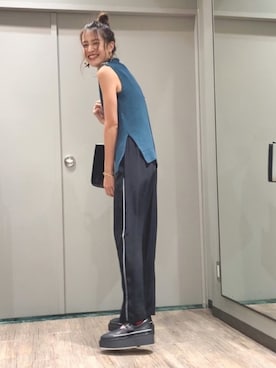 「ノースリーブニット」｜「アイテム（その他）」を使った、Angiさん（レディース・169cm）の夏コーディネート