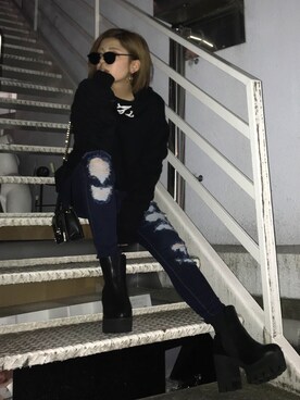 「アイテム（パーカー）」を使った、REINAさん（レディース・158cm・10代）の冬コーディネート