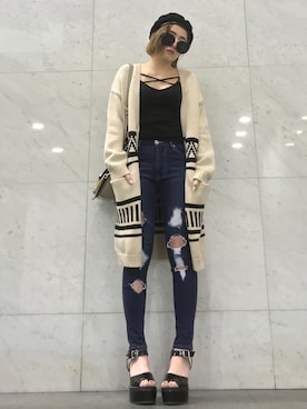 「アイテム（キャミソール）」を使った、REINAさん（レディース・158cm）の冬コーディネート