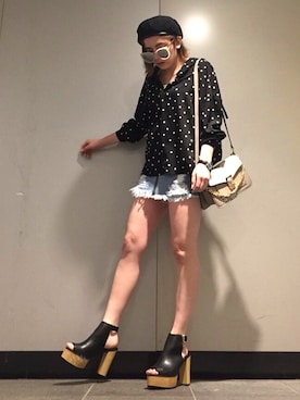 「アイテム（ブーティ）」を使った、REINAさん（レディース・158cm）の春コーディネート