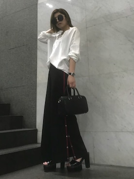 「アイテム（ボストンバッグ）」を使った、REINAさん（レディース・158cm）の春コーディネート